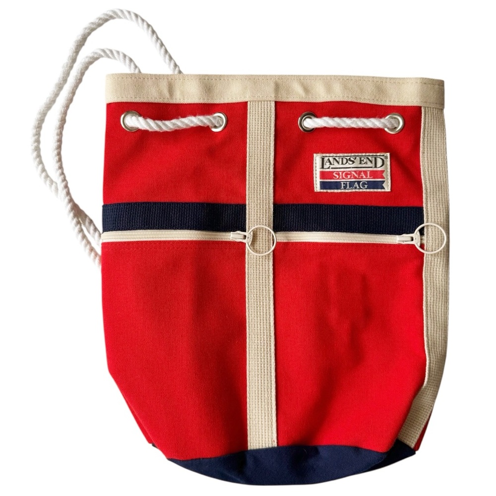 Lands End Signal Flag Vintage Nautical Bucket Bag - Picture 7 of 11